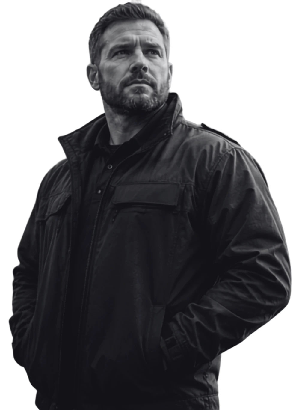 A police chaplain standing with quiet resolve
