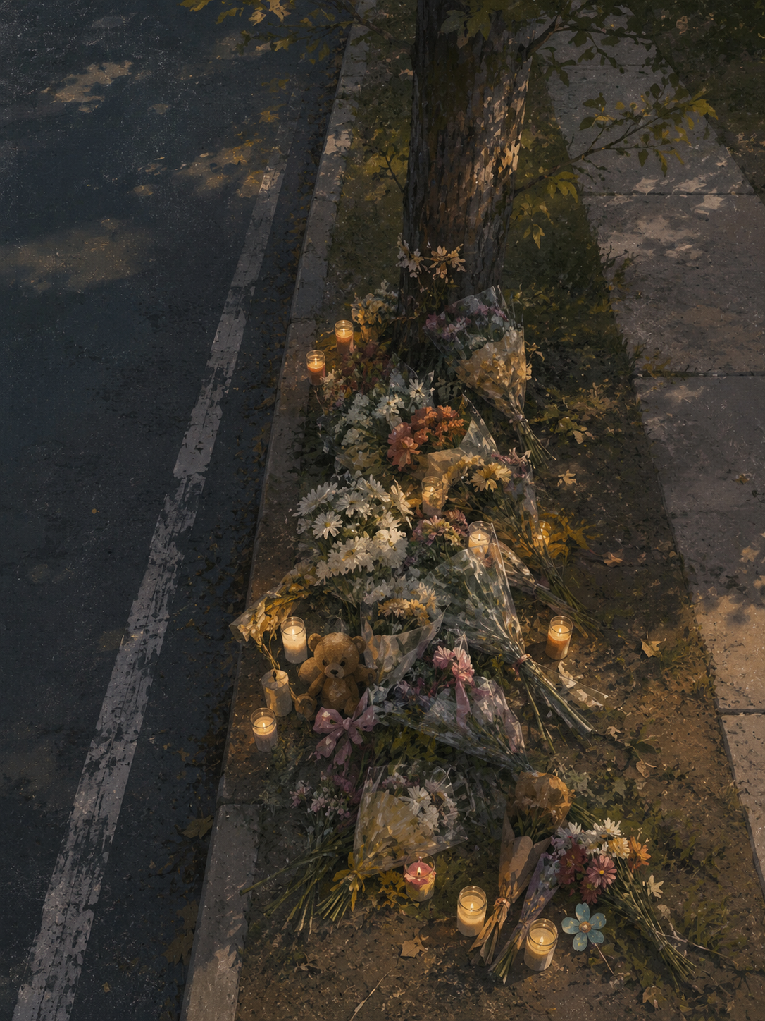 A roadside memorial illustration