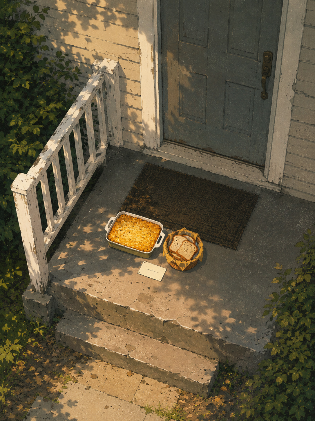 A meal left on a doorstep illustration