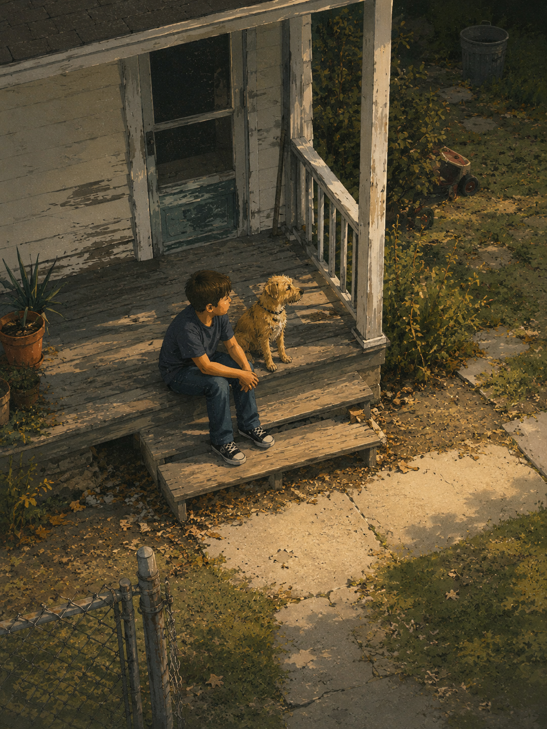A boy with a dog illustration