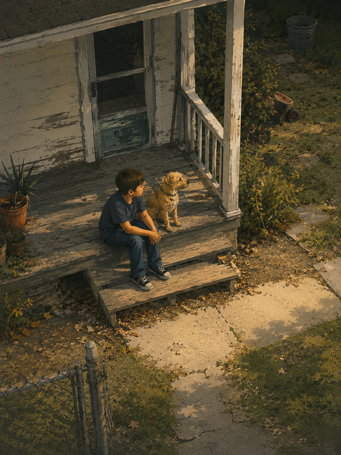 Boy with dog illustration