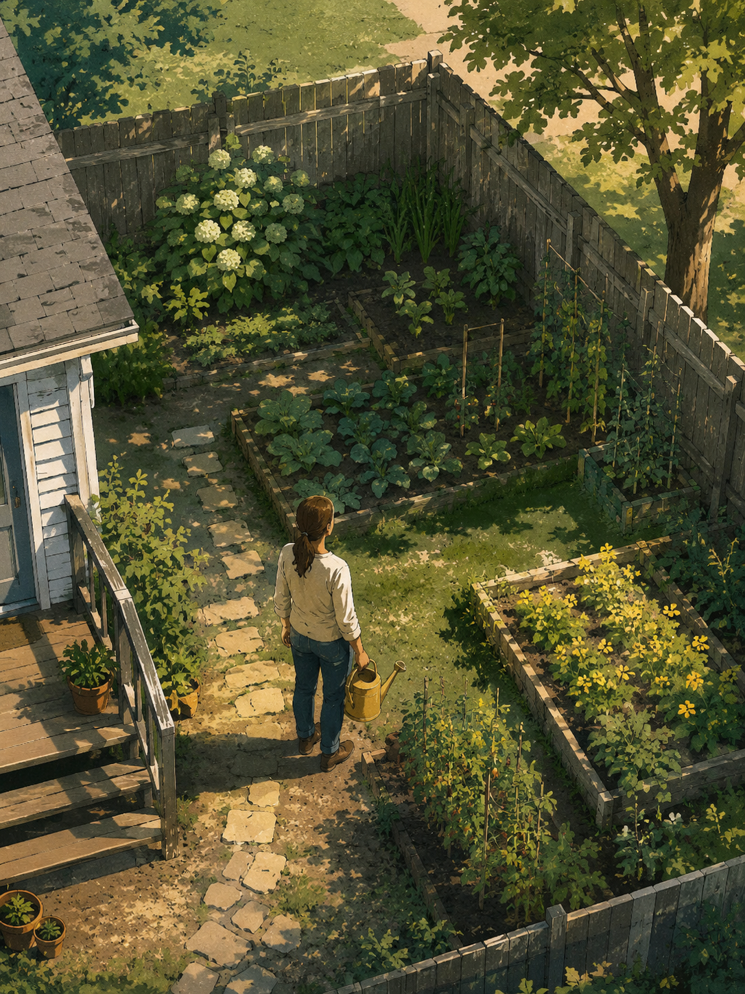 A garden scene illustration